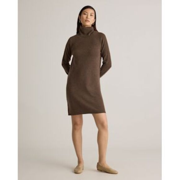 Quince Dresses & Skirts - Quince Women Mongolian Cashmere Turtleneck Sweater Mini Dress Brown S